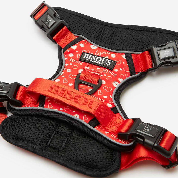 Red Bisous dog harness